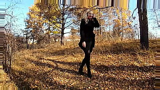 shiny stockings pantyhose dressed boots heels outdoor tease blow hand pov hd