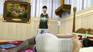 big black sleeping mom and son on bed