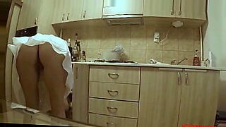 gf catches mom blowing boyfriend in kitchen and joins