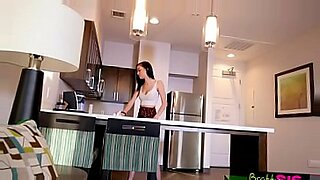 kinky milf fucking her stepdaughters bf in the kitchen