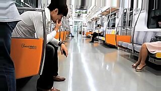 man fingers hot girl in mini skirt with no panties on train while his wife watches