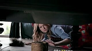 kagney sneaks under the table to suck brads cock