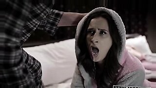 lovely cock sucking blonde girl with great tits gets fucked hard on a couch