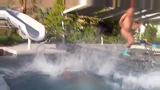 teen has her legs spread wide open while daddy gives her a creampie